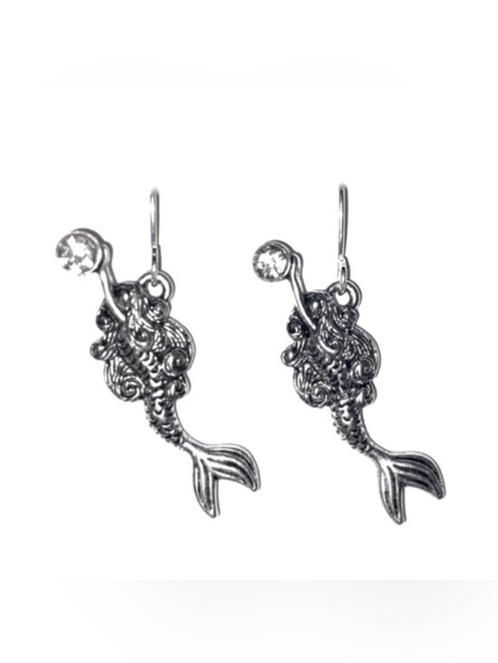 Silver Mermaid Drop Earrings